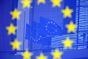 Флаги ЕС в Европейском квартале в Брюсселе