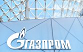 Эмблема ПАО "Газпром" на Российском инвестиционном форуме в Сочи