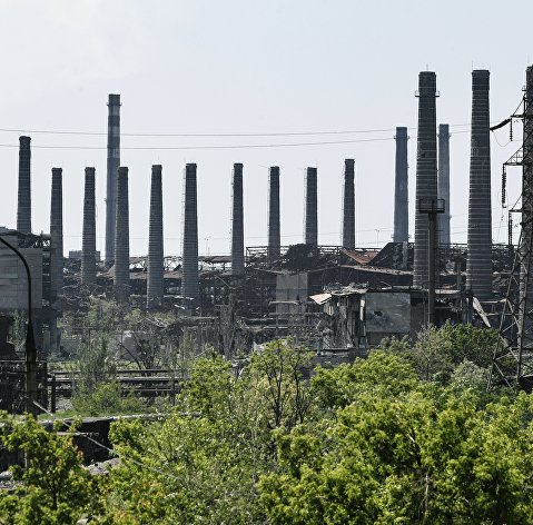 Территория металлургического комбината "Азовсталь" в Мариуполе